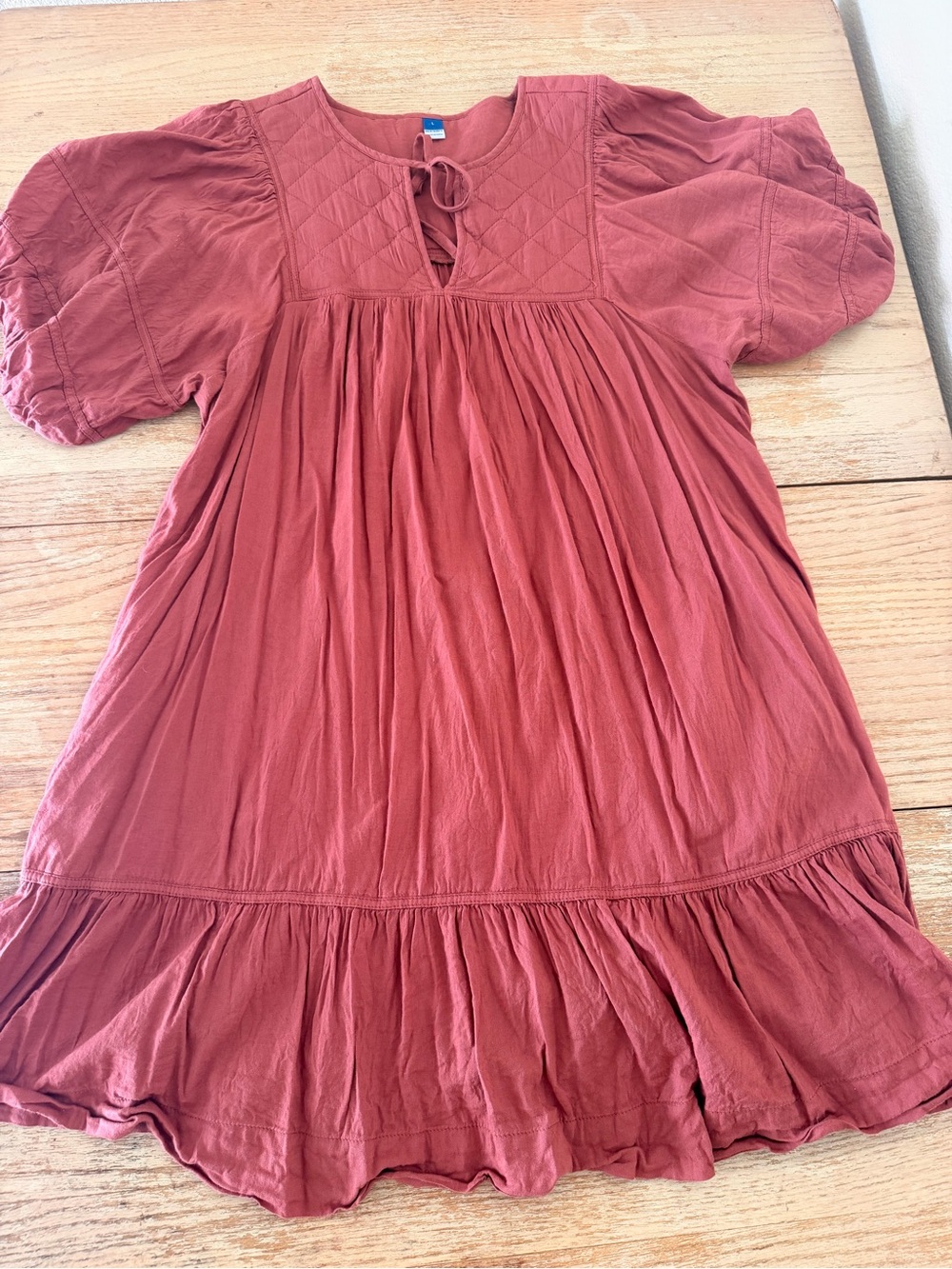 Rust Red Puff Sleeve Dress
